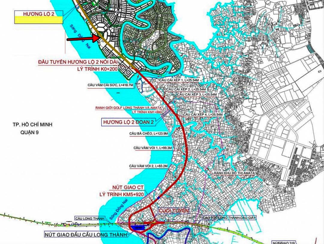 Tuyến Hương Lộ 2 là dự án giao thông trọng điểm của Đồng Nai, dài 17km với tổng mức đầu tư gần 9.000 tỷ đồng, kết nối Biên Hòa (cũ) với cao tốc TP.HCM – Long Thành – Dầu Giây
